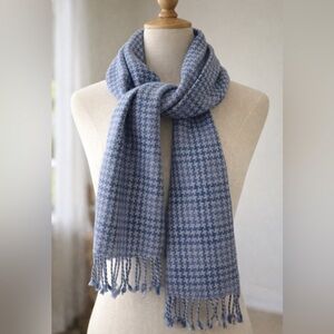 Talbots Wool & Cashmere Blue Houndstooth Scarf – Soft Winter Wrap